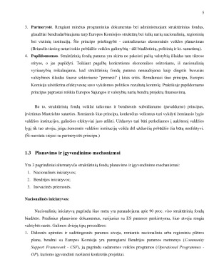 Europos Sąjungos struktūrinių fondų veiklos esmė ir pagrindiniai aspektai. Paveikslėlis 5