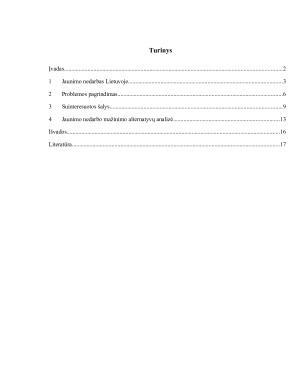 Jaunimo nedarbo lygis Lietuvoje ir jo mažinimo galimybės