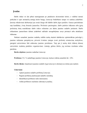 Jaunimo nedarbo lygis Lietuvoje ir jo mažinimo galimybės. Paveikslėlis 2