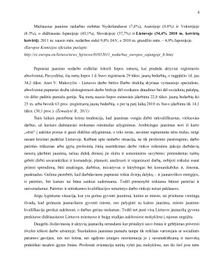 Jaunimo nedarbo lygis Lietuvoje ir jo mažinimo galimybės. Paveikslėlis 4