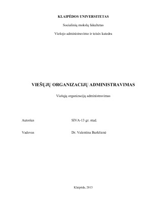 VIEŠŲJŲ ORGANIZACIJŲ ADMINISTRAVIMAS