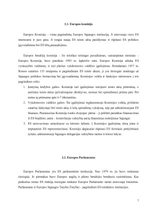 ES institucijos ir jų funkcijos. Paveikslėlis 7