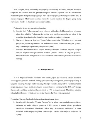 ES institucijos ir jų funkcijos. Paveikslėlis 8