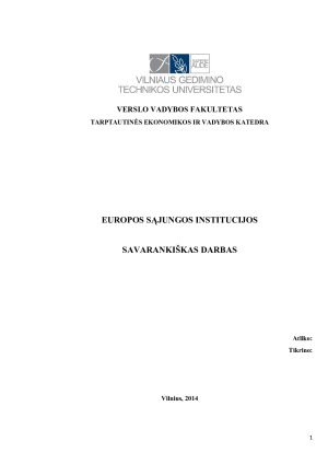 EUROPOS SĄJUNGOS INSTITUCIJOS