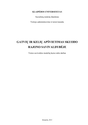GATVIŲ IR KELIŲ APŠVIETIMAS SKUODO RAJONO SAVIVALDYBĖJE