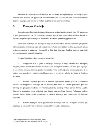 Pagrindinės Europos Sąjungos institucijosjų paskirtis ir funkcijos. Paveikslėlis 7