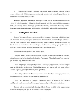Pagrindinės Europos Sąjungos institucijosjų paskirtis ir funkcijos. Paveikslėlis 8
