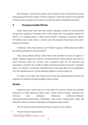 Pagrindinės Europos Sąjungos institucijosjų paskirtis ir funkcijos. Paveikslėlis 9