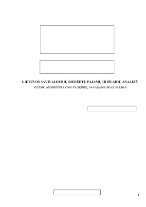 LIETUVOS SAVIVALDYBIŲ BIUDŽETŲ PAJAMŲ IR IŠLAIDŲ ANALIZĖ