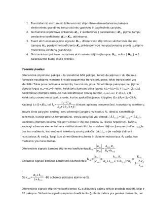 Skirtuminio stiprintuvo tyrimas. Paveikslėlis 2
