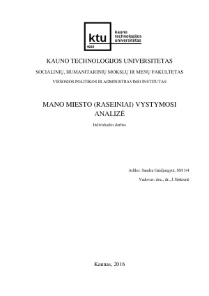 MANO MIESTO (RASEINIAI) VYSTYMOSI ANALIZĖ