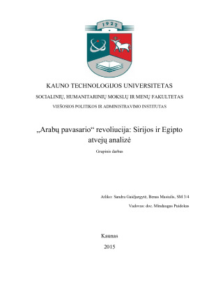 „Arabų pavasario“ revoliucija Sirijos ir Egipto atvejų analizė