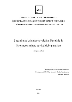 Į rezultatus orientuota valdžia. Raseinių ir Kretingos miestų savivaldybių analizė