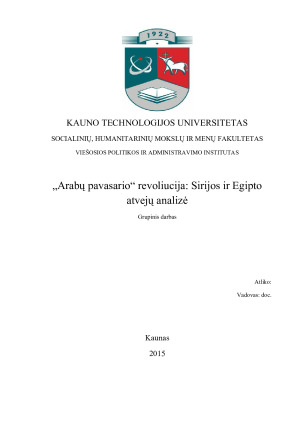 „Arabų pavasario“ revoliucija Sirijos ir Egipto atvejų analizė (2). Paveikslėlis 1