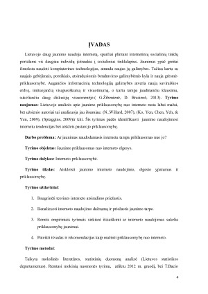 Jaunimo naudojimosi internetu tendencijos ir priklausomybė. Paveikslėlis 4