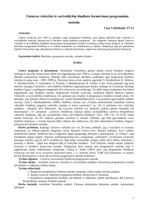 Lietuvos valstybės ir savivaldybių biudžeto formavimo programiniu metodu efektyvumo analizė