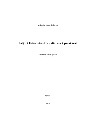 Italijos ir Lietuvos kultūros – skirtumai ir panašumai