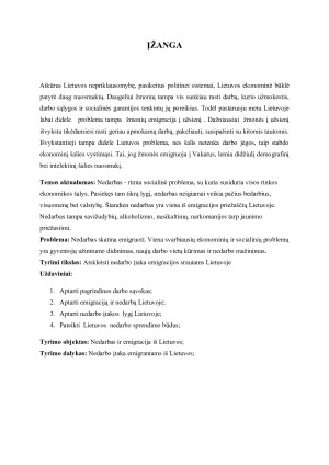 NEDARBO ĮTAKA EMIGRACIJOS SRAUTAMS LIETUVOJE. Paveikslėlis 2