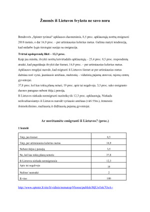 NEDARBO ĮTAKA EMIGRACIJOS SRAUTAMS LIETUVOJE. Paveikslėlis 7