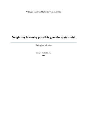 Neigiamų faktorių poveikis gemalo vystymuisi