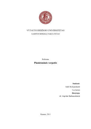 Planktoninės verpetės. Paveikslėlis 1