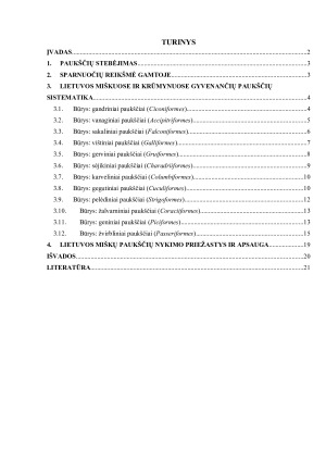 Lietuvos miškuose ir krūmynuose gyvenantys paukščiai ir jų reikšmė ekosistemoje