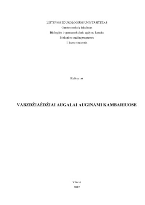 VABZDŽIAĖDŽIAI AUGALAI AUGINAMI KAMBARIUOSE