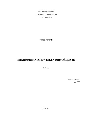 MIKROORGANIZMŲ VEIKLA DIRVOŽEMYJE