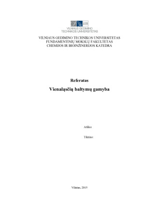Vienaląsčių baltymų gamyba. Paveikslėlis 1