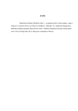 Baltažiedžio barkūno (Melilotus albus) biologinės savybės ir auginimo sąlygos