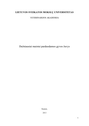 Dažniausiai maistui parduodamos gyvos žuvys