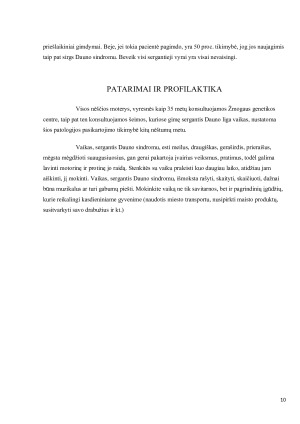 DAUNO SINDROMAS. PRIEŽASTYS, POŽYMIAI DIAGNOSTIKA, GYDYMO PRINCIPAI, PASIKARTOJIMO RIZIKA. Paveikslėlis 10
