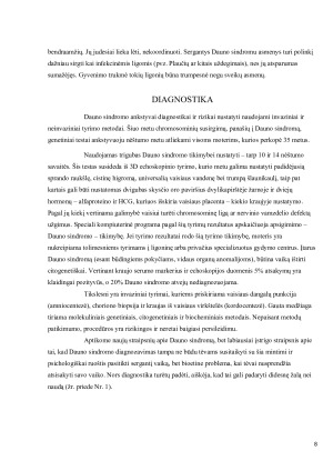 DAUNO SINDROMAS. PRIEŽASTYS, POŽYMIAI DIAGNOSTIKA, GYDYMO PRINCIPAI, PASIKARTOJIMO RIZIKA. Paveikslėlis 8
