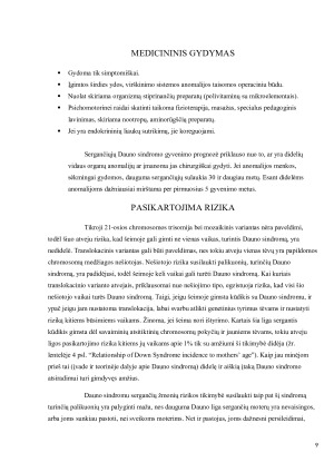 DAUNO SINDROMAS. PRIEŽASTYS, POŽYMIAI DIAGNOSTIKA, GYDYMO PRINCIPAI, PASIKARTOJIMO RIZIKA. Paveikslėlis 9