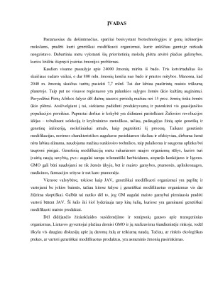 Genetiškai modifikuoti organizmai - atsiradimas, nauda ir grėsmės žmogui bei aplinkai