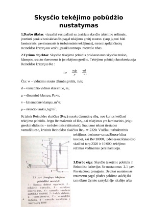 Skysčio tekėjimo pobūdžio nustatymas