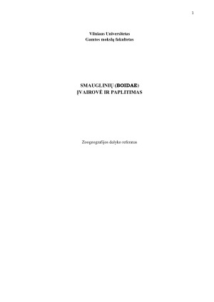 SMAUGLINIŲ (BOIDAE) ĮVAIROVĖ IR PAPLITIMAS