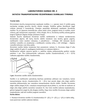 Skysčio transportavimo išcentriniais siurbliais tyrimas