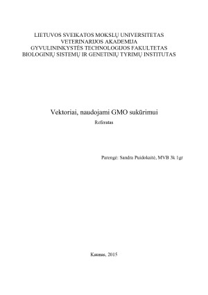 Vektoriai, naudojami GMO sukūrimui. Paveikslėlis 1
