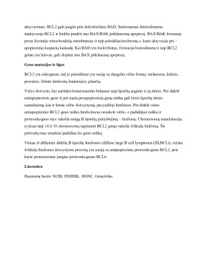 BCL2 genas ir jo reikšmė apoptozės bei vėžio vystymosi procesuose. Paveikslėlis 6