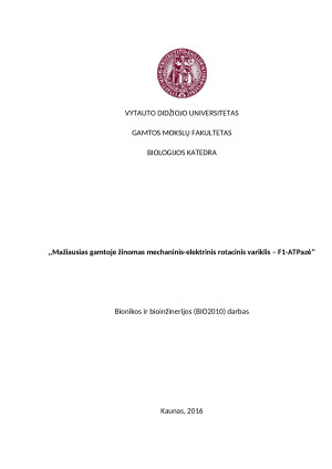 Mažiausias gamtoje žinomas mechaninis-elektrinis rotacinis variklis – F1-ATPazė. Paveikslėlis 1