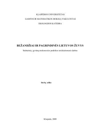 BEŽANDŽIAI IR PAGRINDINĖS LIETUVOS ŽUVYS