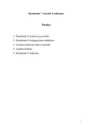 Dynabeads ®  savybės ir taikymas