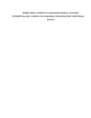 ŽEMĖS ŪKIO VANDENS SUVARTOJIMO KIEKIAI, NUOTEKŲ UŽTERŠTUMAS IR VANDENS PANAUDOJIMO VEIKSMINGUMO VERTINIMAS