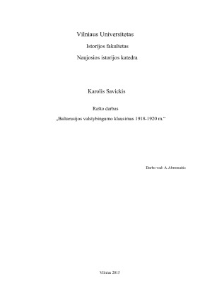 Baltarusijos valstybingumo klausimas 1918-1920 m