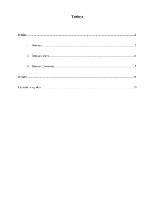 Barokas - jo bruožai, raiška teatre ir įtaka Lietuvos menui