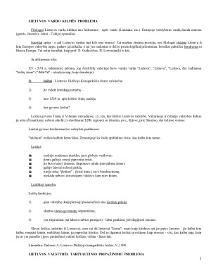 LIETUVOS VARDO KILMĖS PROBLEMA