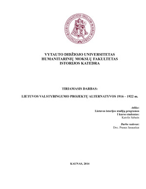 LIETUVOS VALSTYBINGUMO PROJEKTŲ ALTERNATYVOS 1916 – 1922 m
