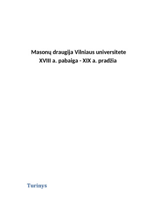 Masonų draugija Vilniaus universitete XVIII a. pabaiga - XIX a. pradžia