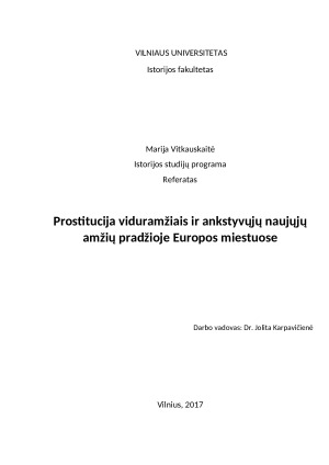 Prostitucija viduramžiais ir ankstyvųjų naujųjų amžių pradžioje Europos miestuose